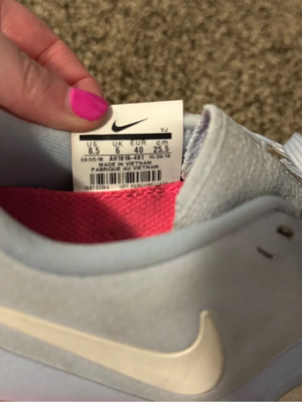 Nike Light Gray Sneakers with Pink Inner Lining